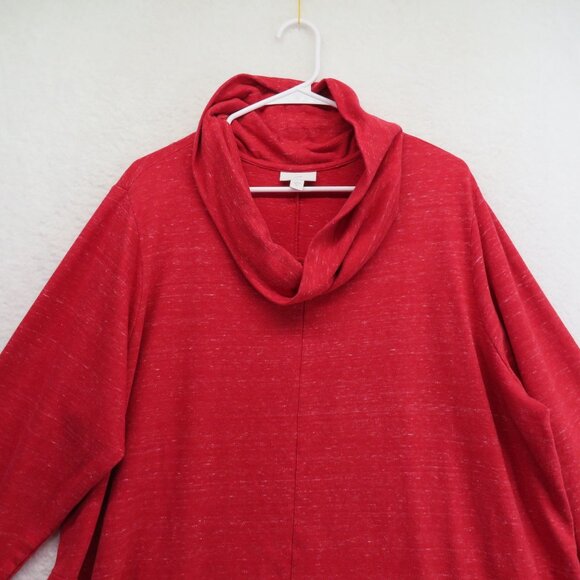 J Jill Sweater Womens Size 3X Heathered Red Cowl Neck Tunic Pockets Long Sleeves - Picture 2 of 9